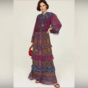 Farm‎ Rio - Mixed Tapestry Scarf Maxi Dress Medium